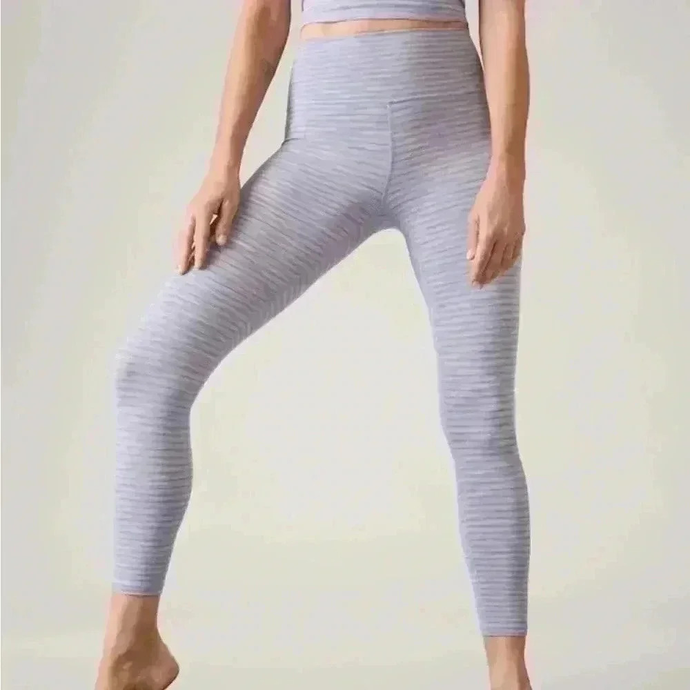Athleta TranscendTextured 7/8 TightLeggings in Swallowtail Nova Texture Sz L NWT